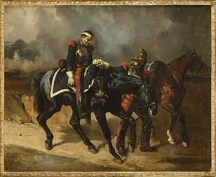 Le kyrysník raněný - Zraněný kyrysník, De Dreux, Alfred (1810-1860). olej na plátně