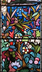 Květinový vzor, detail z východního okna, 1864 (vitráž)