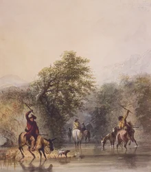 Breaking Trail to Escape from Indians, c.1837 (akvarel na papíře)