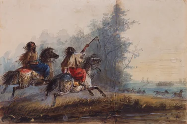 Ženy, Hadí kmen, Hnací koně, cca 1837 (tužka, akvarel a kvaš na papíře)