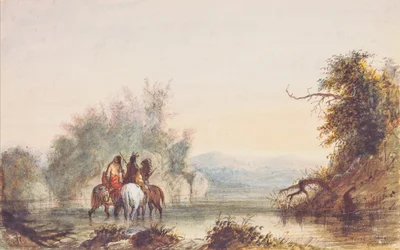Horse-Shoe Creek, cca 1837 (tužka, akvarel a kvaš na papíře)