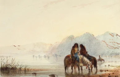 Indické ženy, Šošoni, cca 1837 (akvarel na papíře)