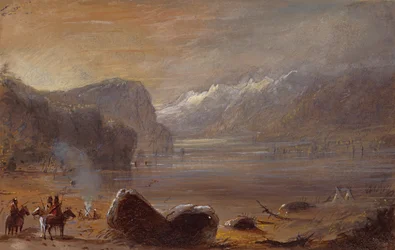Lake, Wind River Range, cca 1837 (tužka, akvarel a kvaš na papíře)