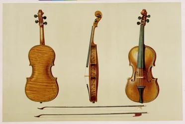 Housle Hellier, vyrobené Antoniem Stradivariem (asi 1644-1737) roku 1679, z díla „Hudební nástroje“