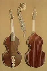 Viola da gamba neboli basová viola od Joachima Tielkeho (1641-1719), Hamburk, 1701, z „Musical Instruments“