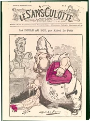 "Le Poule au Pot", karikatura Henriho Charlese Ferdinanda Marie Dieudonne (1820-83) hraběte ze Chambordu, z "Le Sans-Culotte", 1879