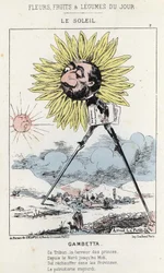 Le Soleil (slunečnice): karikatura na Gambettě (1838 - 1882) - ill. od 12.01.1871 v „Květiny, ovoce a zelenina dne“