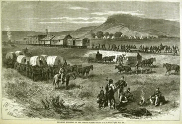 Budova železnice na Great Plains, z „Harper
