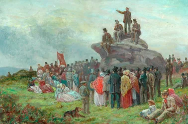 Schůze chartistů v Basin Stones, Todmorden, 1842