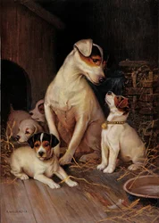 Holčička a její psi (tisk)