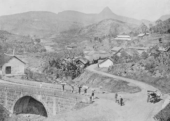 Pohled na Maskeliya ukazující Adams Peak, c1890, 1910