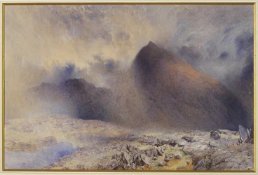 Mount Snowdon v mracích, 1857 (čb a tužka na papíře)