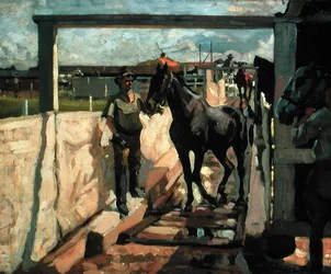 Sirný dip pro svrab, kolem roku 1918 (olej na plátně)