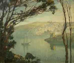 Zimní ráno, Fowey (olej na plátně)