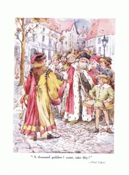 Tisíc zlatých! Pojďte si vzít padesát!, ilustrace z Básně pro mladé: Robert Browning, kolem roku 1920