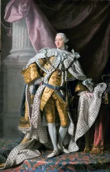 Portrét krále Jiřího III. (1738-1820), krále Anglie, v korunovačním rouchu, kolem roku 1770, Umělecká galerie Jižní Austrálie, Adelaide, Austrálie