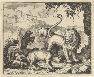 Renard je obviněn vlkem a několika zvířaty, 1650-75.