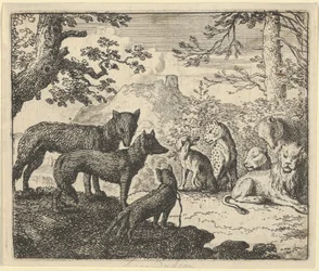 Renardovi rodiče žádají o odchod od dvora, z díla Hendricka van Alcmara „Renard lišák“