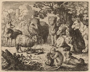 Dokument je otevřen a odhaluje hlavu zavražděného králíka, pravděpodobně kolem 1645-1656.