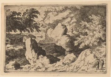 Tři muži na skále, pravděpodobně c. 16451656.