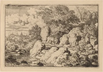 Dva jezdci na skalnaté cestě, pravděpodobně c. 16451656.