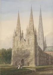Katedrála Lichfield – západní fronta: malba vodovými barvami, nd [6. září 1842]