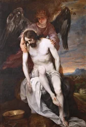 Španělština:  Cristo muerto sostenido por un ángel Mrtvý Kristus podpíraný andělem