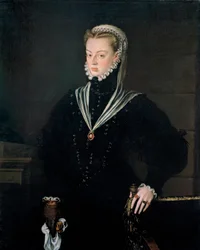 Portrét arcivévodkyně Joanny Rakouské (1535-1573), princezny Portugalské - obraz Alonsa Sancheze Coella (1531-1588), olej na plátně, cca 1557 (116x93,5 cm) - Portrét arcivévodkyně Joanny Rakouské (1535-1573) ), princezna z Portugalska, olej na