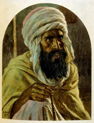 Dinetova ilustrace z knihy "Mirages" Scény z arabského života. 1906. Knihu Mirages, Scenes De La Vie Arab ilustroval Etienne Dinet s komentářem Silmana Ben Ibrahima Bamera. Nasreddine Dinet se narodil jako Alphonse-Etienne Dinet; (1861-1929) byl fren