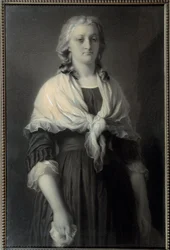 Portrét královny Marie Antoinetty (1755-1793) v Concierge Královna, zastoupená v roce 1793, nese smutek. Kresba uhlem Alphonse Francoise (1814-1888) 1851 Sun. 0,72x1,11 m Malmaison, musee du chateau