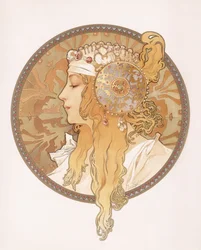 byzantská hlava blonďaté dívky; Byzantská hlava blond ženy, kolem roku 1897