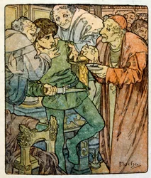 Ilustrace Alphonse Muchy z "Clia" díla francouzského autora Anatole France. 1900. Mucha (1860 – 1939). byl český secesní malíř