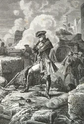 Lally - Tollendal při obléhání Pondichery v roce 1760 (rytina)