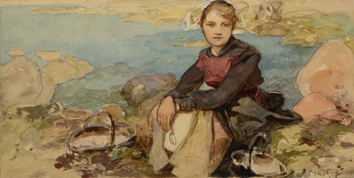 Na břehu, c. 1900.