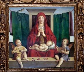 Panna s dítětem a anděly (Malba