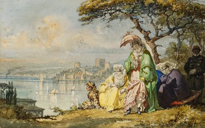 Dámy na Bosporu s Rumeli Hisar Beyond, 1873