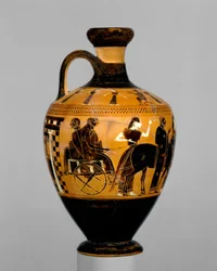Lekythos, cca 550-530 př. n. l. (terakota)