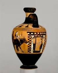 Terakotový lekythos, asi 550-530 př. n. l. (terakota)