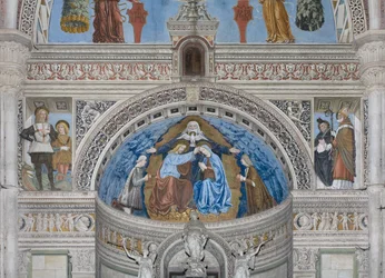 Korunovace Panny Marie s Bohem a Duchem svatým mezi Francescem a Ludovicem Sforzou, 1500-1522