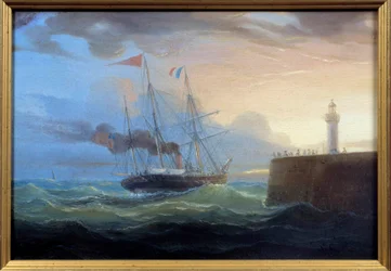 Steam Outgoing the Harbour Obraz Louise Garneraye (1783-1857) Fecamp z 19. století, Muzeum Newfoundlandu