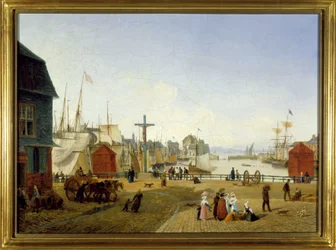 Přístav Honfleur, Louis Garneray, sd. kolem 1820, Olej na plátně, V. 0,330; L. 0,460. CCIP Sb.