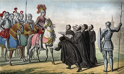Jindřich II. (1519 - 1559). Stejně jako německá knížata proti Karlu V., jehož despotismus se jim vzbouřil, unesl Toula, Metz a Verdun, čímž převzal v roce 1552 tři biskupy.