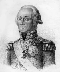 Maršál Kellermann. François Etienne Christophe Kellermann, vévoda z Valmy maršál Francie (1735 až 1820) v „Portrétech francouzských generálů po vítězstvích a bitvách Francouzů““. Vyryl Ambroise Tardieu v roce 1818. Sbírka Stella.