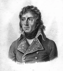 Portrét Charlese Antoine Desaix de Veygoux (1768-1800), generál franca.- v Portraits des generals francais po vítězstvích a výbojích Francouzů. Hrob od Ambroise Tardieu v roce 1818. Sbírka Stella.
