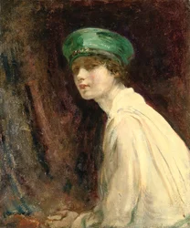 "Zelený klobouk", portrét paní Claude Johnson, 1918