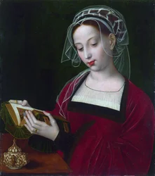 ""Čtení Marie Magdaleny"" Obraz Ambrosia Bensona (1495-1550) kolem roku 1525 Londýnská národní galerie