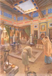 Domácí život v Římě, z plakátů školy MacMillan, c.1950-60s
