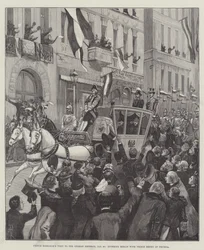 Návštěva prince Bismarcka u německého císaře, 26. ledna, vjezd do Berlína s princem Jindřichem Pruským