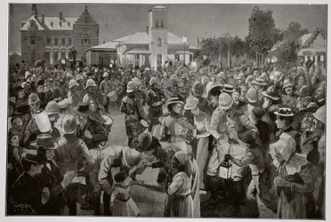 Britská okupace Bloemfonteinu – večerní koncert na náměstí u dýmek Highland Brigade