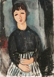 Sluha v pruhované zástěře, 1916